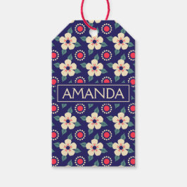 Anpassningsbar Vintage Blommigt Gift-Märkre med Na Presentetikett