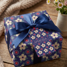 Anpassningsbar vintage blomsterpresentetikett med