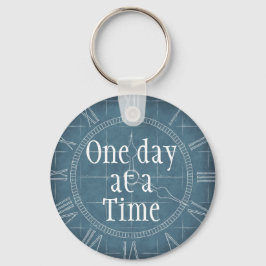 Anpassningsbar Vintage Blue Clock en dag i taget Nyckelring