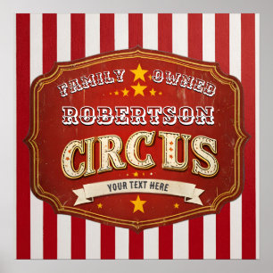 Anpassningsbar Vintage Circus-tecken - Namn i stri Poster