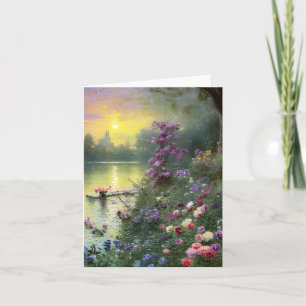 Anpassningsbar vintage damm och blommor kort