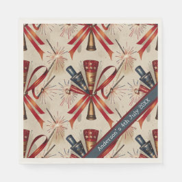 Anpassningsbar Vintage Firecracker Rustic 4 juli Pappersservett