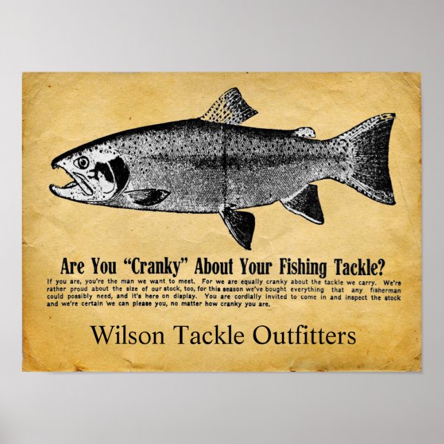 Anpassningsbar Vintage Fishing Tackle Sign Poster (Framsidan)