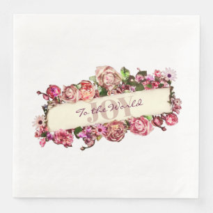Anpassningsbar Vintage Flickaktig Blommig Glädje å Pappersservett