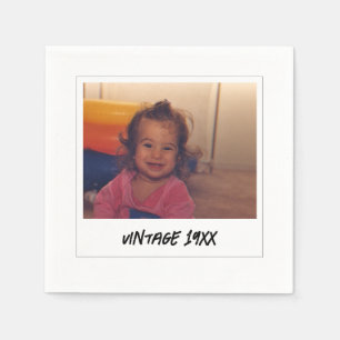 Anpassningsbar Vintage Födelsedagsfest Baby Photo Pappersservett
