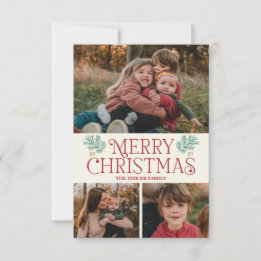 Anpassningsbar Vintage God Jul Fotokort Meddelande