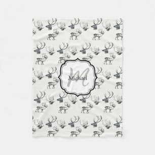 Anpassningsbar Vintage Hjort Antlers Mönster Fleecefilt