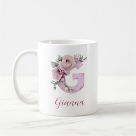 Anpassningsbar Vintage-inspirerad  Rosa Brev G Kaffemugg