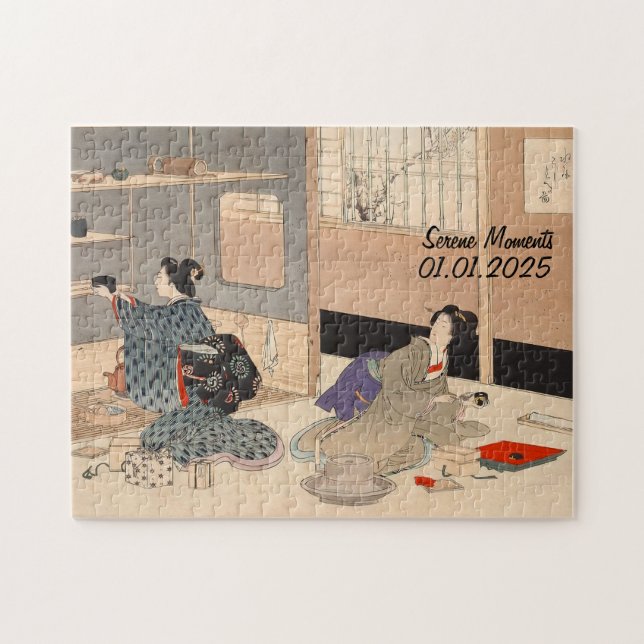 Anpassningsbar Vintage Japansk tea Ceremony Art 2 Pussel (Horisontell)