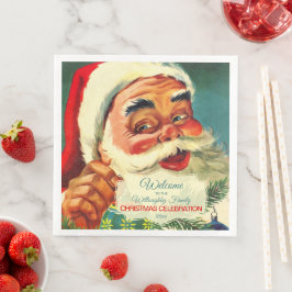 Anpassningsbar Vintage Jolly Jultomten Ansikte Nap Pappersservett