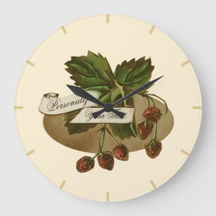 Anpassningsbar Vintage Jordgubbar Retro Fruit Old Stor Klocka