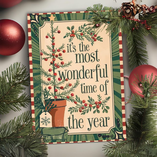 Anpassningsbar Vintage jul Julkort (Time Of The Year Custom Vintage Christmas Holiday Card)