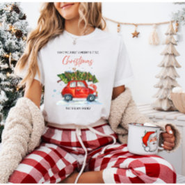 Anpassningsbar Vintage jul - Röd bil med Träd T Shirt
