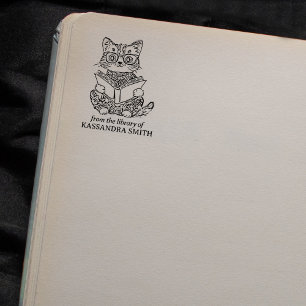 Anpassningsbar Vintage Katt från Bibliotek Stämpel
