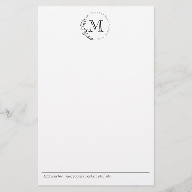Anpassningsbar Vintage Kransmonogram Brevpapper (Framsida)
