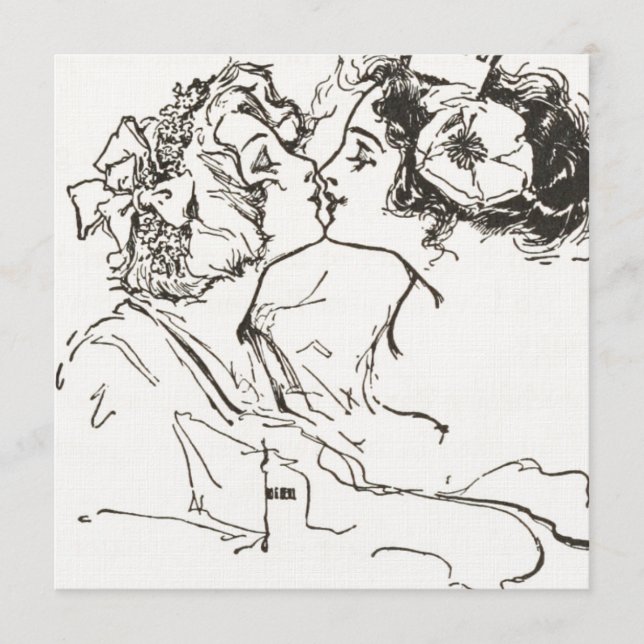 Anpassningsbar Vintage Kyss Lesbisk Gay Bröllop (Framsida)