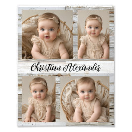 Anpassningsbar Vintage Land Baby Photo Collage Nam Fototryck