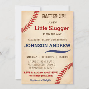 Anpassningsbar Vintage Little Slugger Baseball Bab Inbjudningar