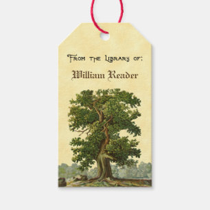 Anpassningsbar Vintage Oak Bookplåt Träd Märkre Presentetikett