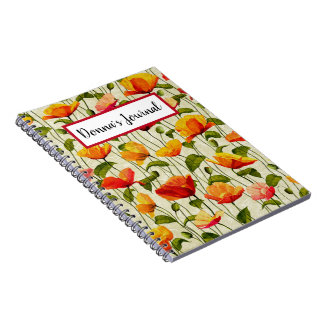 Anpassningsbar. Vintage. Poppies. Anteckningsbok