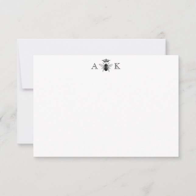 Anpassningsbar Vintage Queen Bee Note Card Anteckningskort (Framsida)