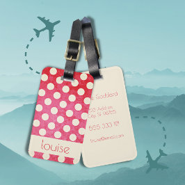 Anpassningsbar Vintage Red Benvit Polka Dot Mönste Bagagebricka