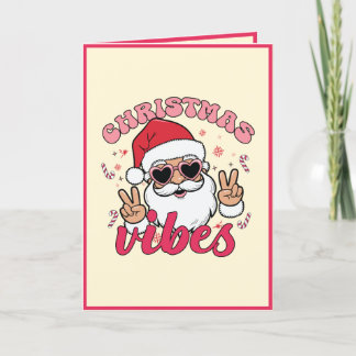 Anpassningsbar Vintage Retro "julvibes" Santa Sant Helgkort