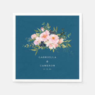 Anpassningsbar Vintage Romantic Blue Chic Blommigt Pappersservett