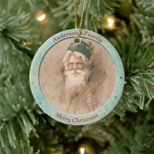 Anpassningsbar Vintage St Nicholas Snowfall jul Julgransprydnad Keramik