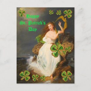 Anpassningsbar Vintage St. Patrick's Day Harp of E Helg Vykort
