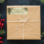 Anpassningsbar Vintage Stil Holly på Guld-bakgrund Returadress Etikett<br><div class="desc">Sprayer av festive snö-proffade röda hollbär och grönt foliage på den ljusnande guld-bakgrunden med anpassade text. Andra matchande helgdag tillgängliga.</div>