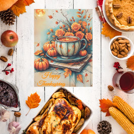 Anpassningsbar Vintage Thanksgivinghälsning Julkort