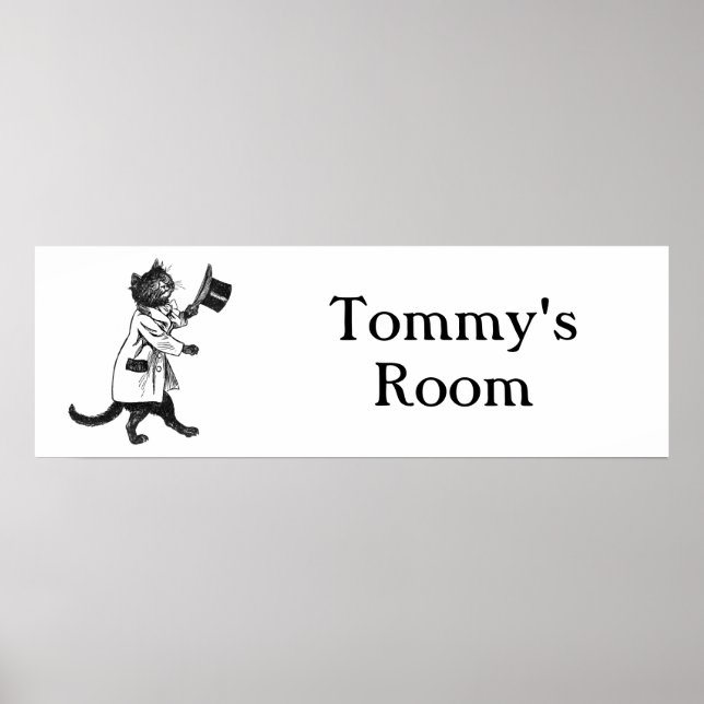 Anpassningsbar Vintage Top hat Cat Banner Poster (Framsidan)