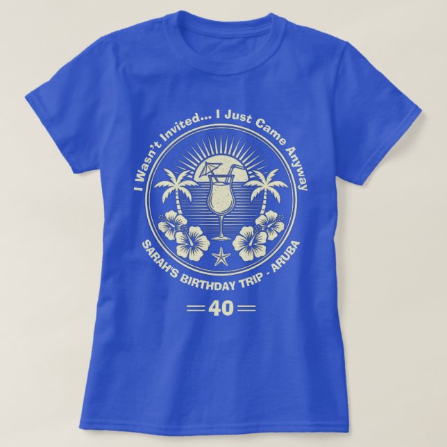 Anpassningsbar Vintage Tropical Birthday Resa T Shirt (Design framsida)