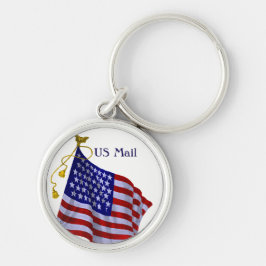 Anpassningsbar-Vintage, USA-Flagga-nyckelkedja Rund Silverfärgad Nyckelring
