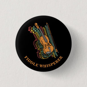 Anpassningsbar Vintage Violin Fiddle Whisperer Pun Knapp