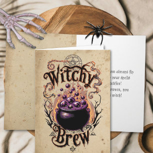 Anpassningsbar Vintage Witch Brew Spooky Happy hal Kort