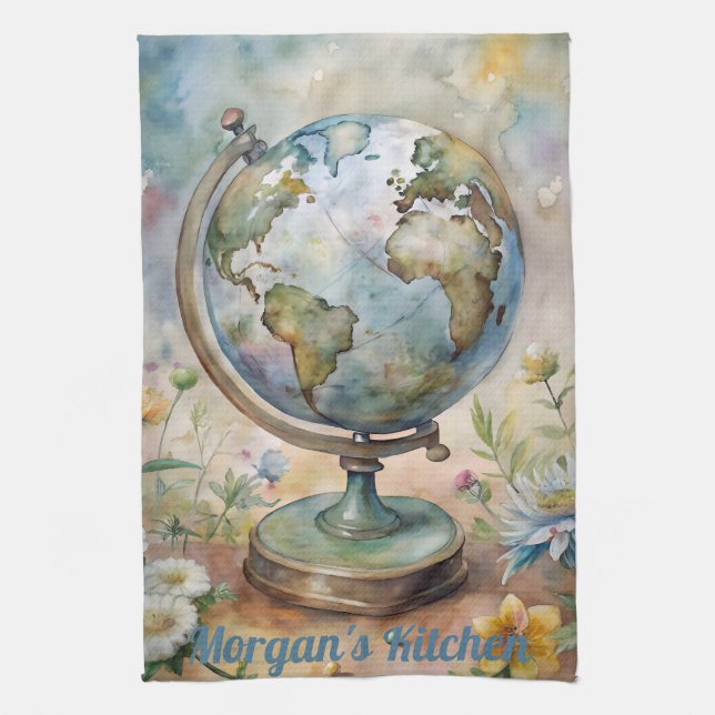 Anpassningsbar Vintage World Travel Art Kökshandduk (Vertikal)
