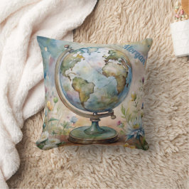 Anpassningsbar Vintage World Travel Art Kudde