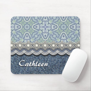Anpassningsbar Violet Mint Batik Mosaic Blommönste Musmatta