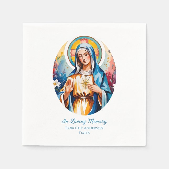 Anpassningsbar Virgin Mary Memorial Papper Napkins Pappersservett (Framsidan)