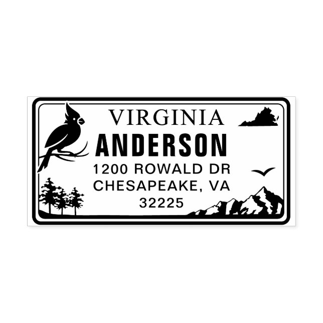 Anpassningsbar Virginia License Plate Returadress  Självfärgande Stämpel (Design)