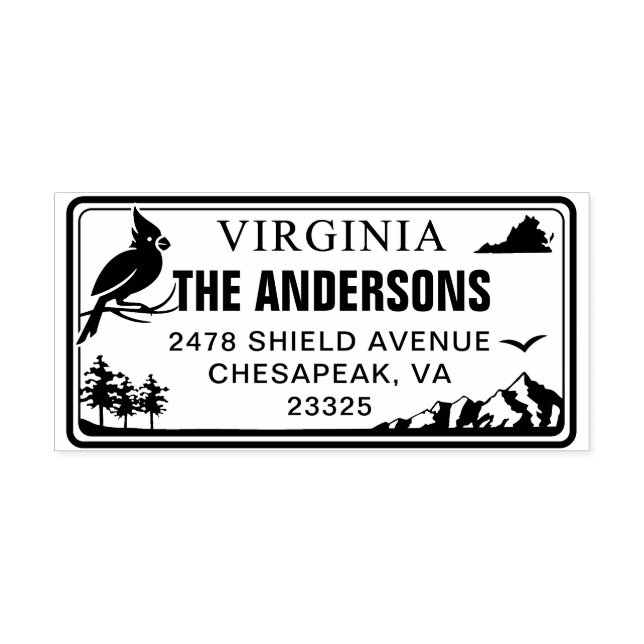 Anpassningsbar Virginia State License Plate Adress Självfärgande Stämpel (Design)