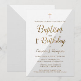 Anpassningsbar virtuella Guld-baptism och första f Inbjudningar