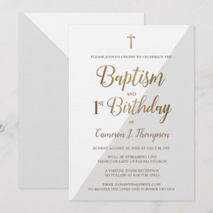 Anpassningsbar virtuella Guld-baptism och första f Inbjudningar