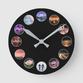 Anpassningsbar Vit bildruta 12 fotoklocka  Rund Klocka