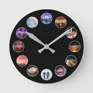 Anpassningsbar Vit bildruta 12 fotoklocka  Rund Klocka