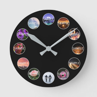 Anpassningsbar Vit bildruta 12 fotoklocka Rund Klocka