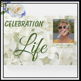 Anpassningsbar Vit Blommigt "Firande of Life" Foto Gästböcker