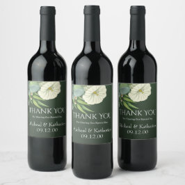 Anpassningsbar Vit Blommigt och Emerald Grönt Tack Vinflaska Etikett